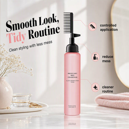 💇‍♀️ Hair Straightening Cream with Built-in Comb – Easy Smoothing Styling Tool for Sleek, Manageable Hair at Home