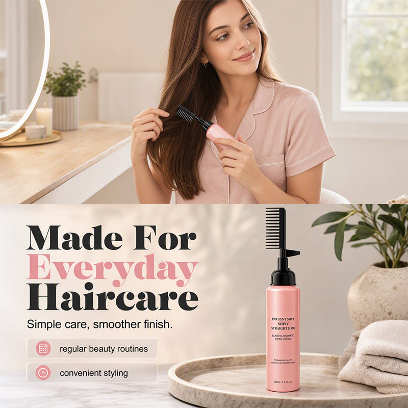 💇‍♀️ Hair Straightening Cream with Built-in Comb – Easy Smoothing Styling Tool for Sleek, Manageable Hair at Home