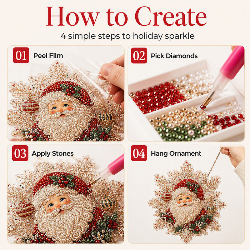 🎄 Christmas Diamond Art Hanging Kit – Sparkling DIY Holiday Ornaments for Door, Window & Wall Decor