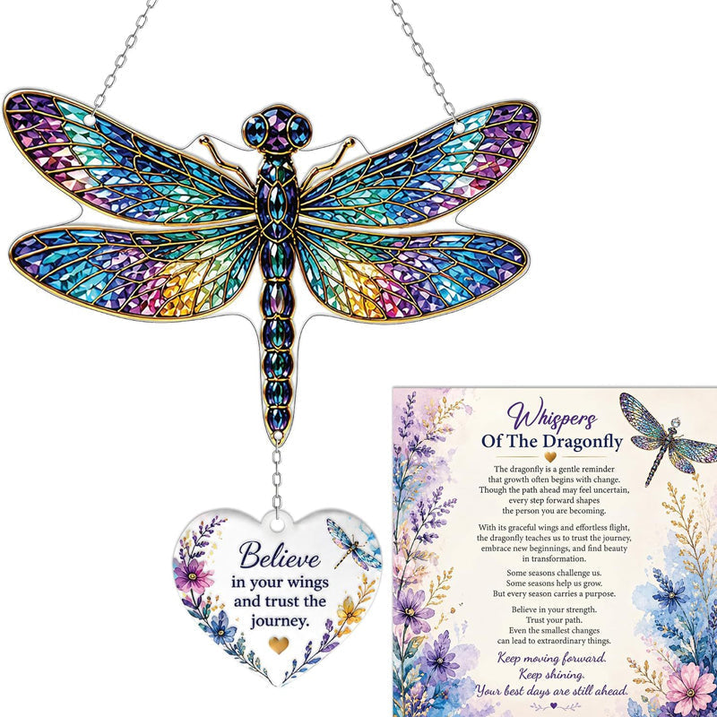 ✨ Inspirational Dragonfly Suncatcher – A Beautiful Reminder to Keep Going 🦋🌈