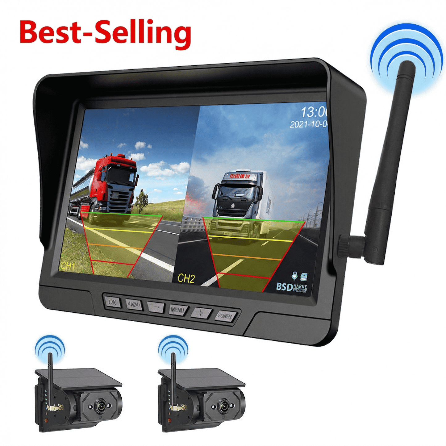 🚛 Drive With Confidence! Wireless 1080P HD Backup Camera – Split-Screen System for Trucks & RVs