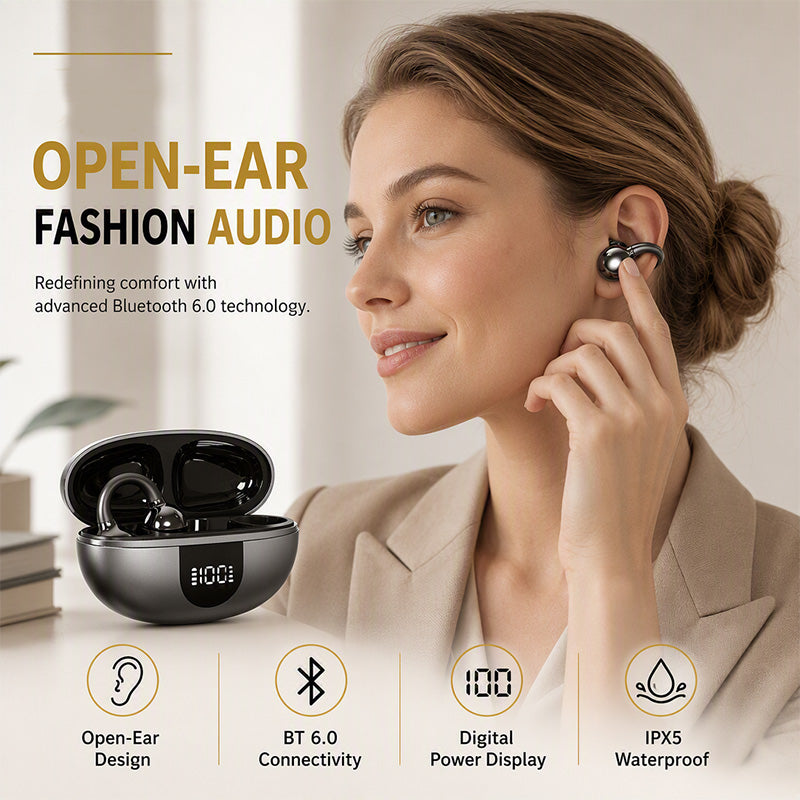 🎧 Open-Ear Clip-On Bluetooth Earbuds – Lightweight, Secure & Comfortable All Day