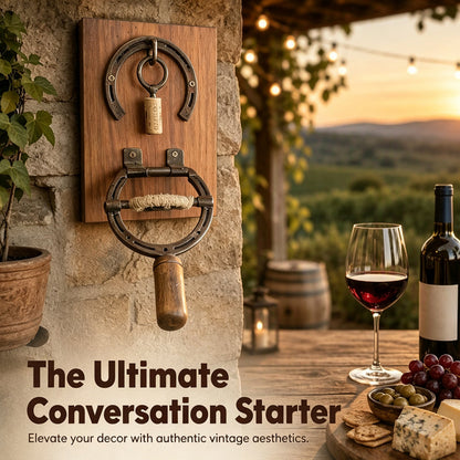📢📢50% OFF !! ⏰ Vintage Wall-Mounted Horseshoe Wine Opener – Stylish, Decorative & Labor-Saving – Rustic Iron Design for Home Bar & Patio 🥂