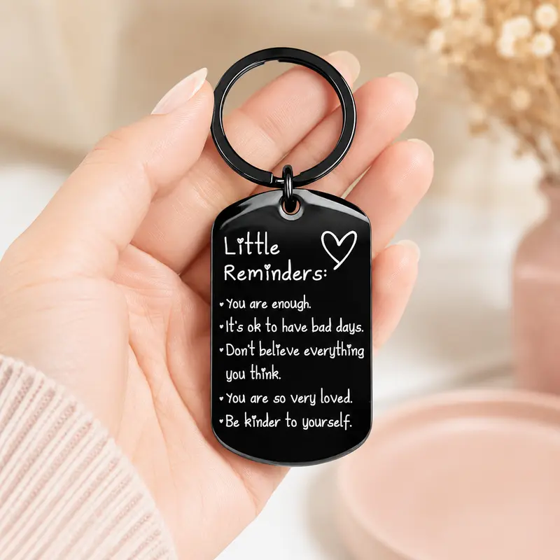 Engraved Inspirational Stainless Steel Keychain