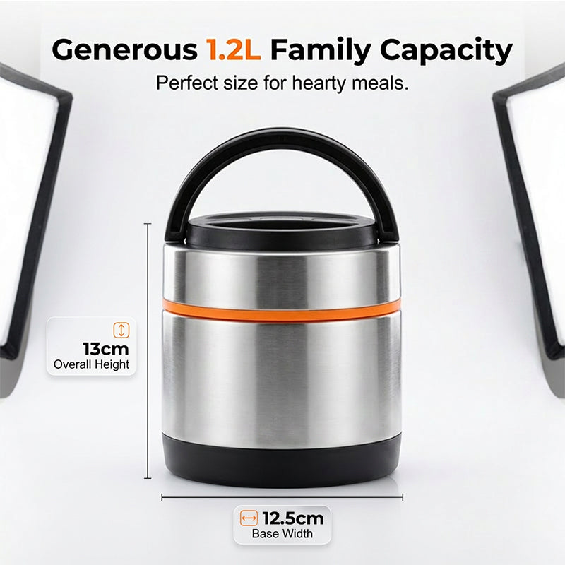 🍱 Multi-Layer Stainless Steel Insulated Food Jar – 1.2L Thermal Lunch Container with Separate Compartments