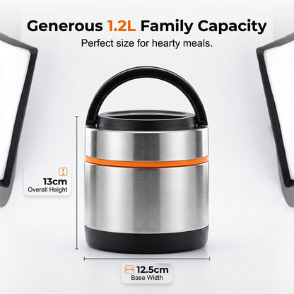 🍱 Multi-Layer Stainless Steel Insulated Food Jar – 1.2L Thermal Lunch Container with Separate Compartments