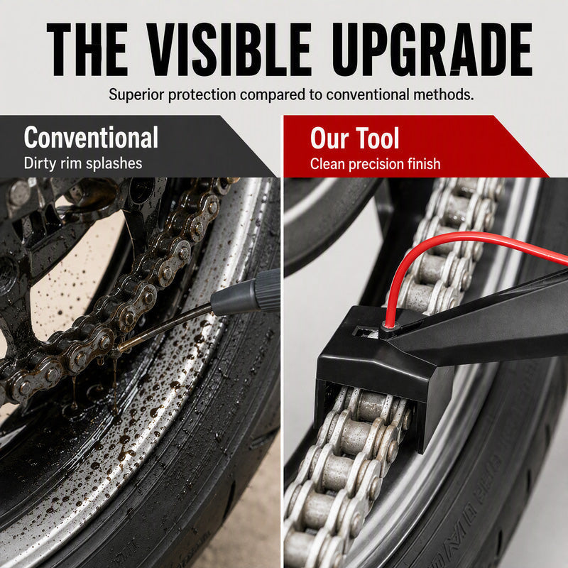 ❄️Summerfresh 50% OFF!🏍️Motorcycle Chain Lube Applicator – 4-Way Precision Spray Guide