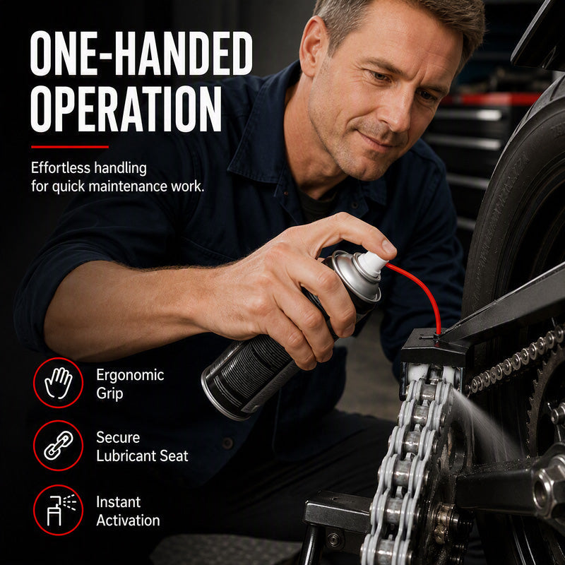 ❄️Summerfresh 50% OFF!🏍️Motorcycle Chain Lube Applicator – 4-Way Precision Spray Guide