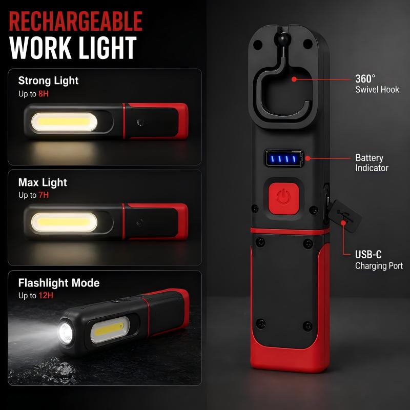 🔦 350LM Magnetic Work Light – 360° Rotating Rechargeable LED
