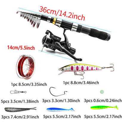 🚨⏰Only today: 50% discount!🎣🎒Complete travel fishing set + carry bag – ideal for anglers on the go