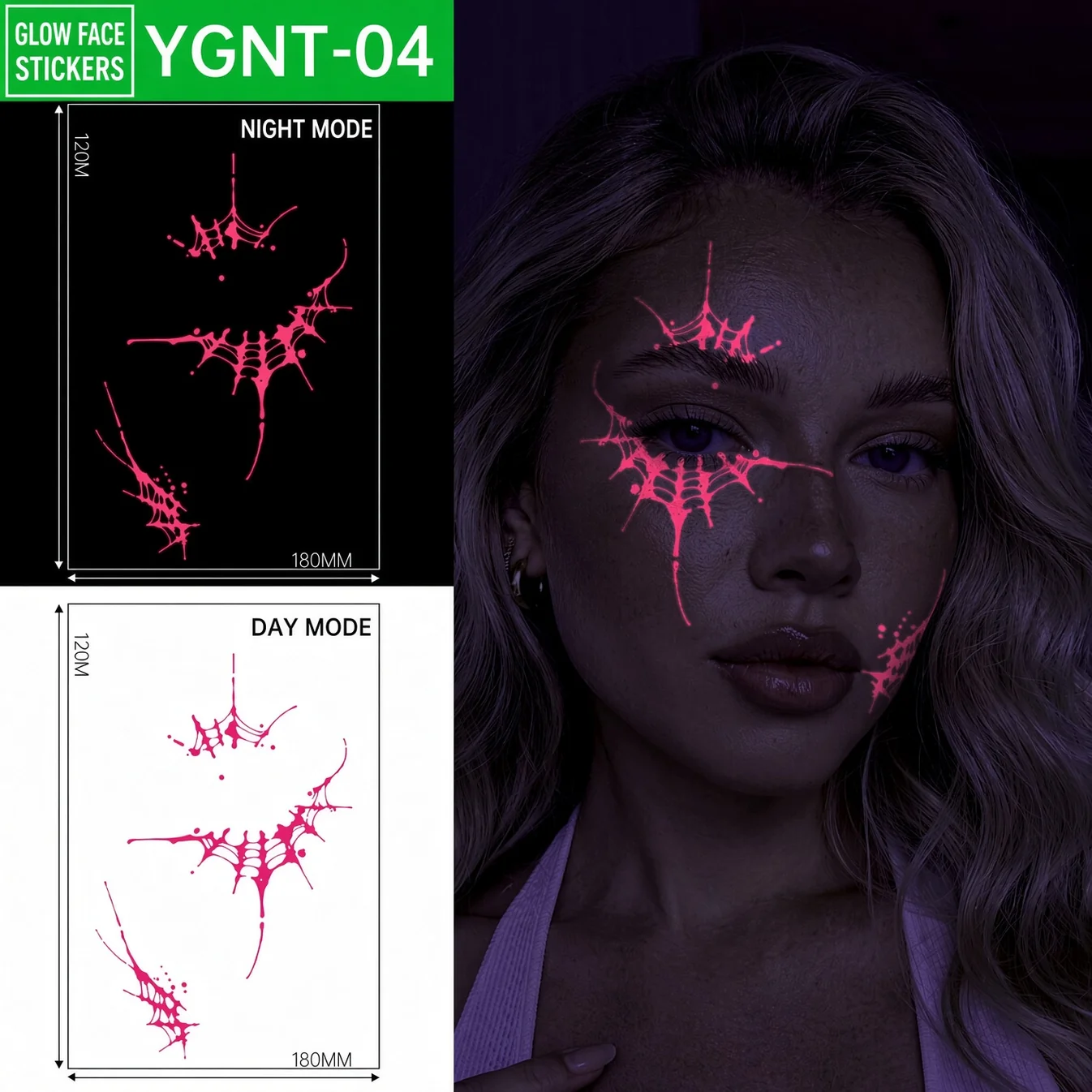 Halloween Luminous Face Tattoo Stickers