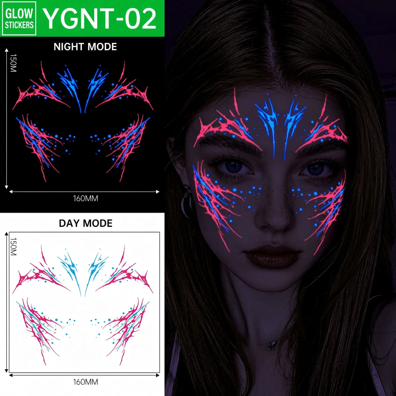 Halloween Luminous Face Tattoo Stickers