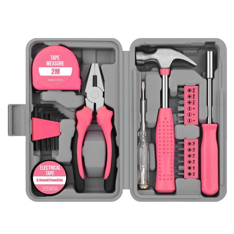 🔥Hot Sale🔥Portable 24-Piece Household Tool Kit – Storage Case Included, Hammer, Screwdriver, Pliers, Tape Measure & Bits for DIY Home Repairs⚒️