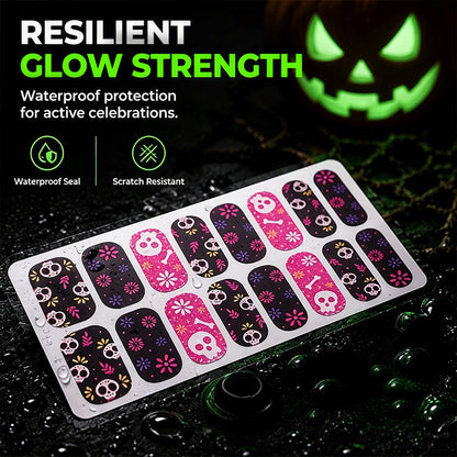 🎃💅 Glow-in-the-Dark Halloween Nail Wraps – Luminous Gel-Style Nail Stickers for Spooky Season