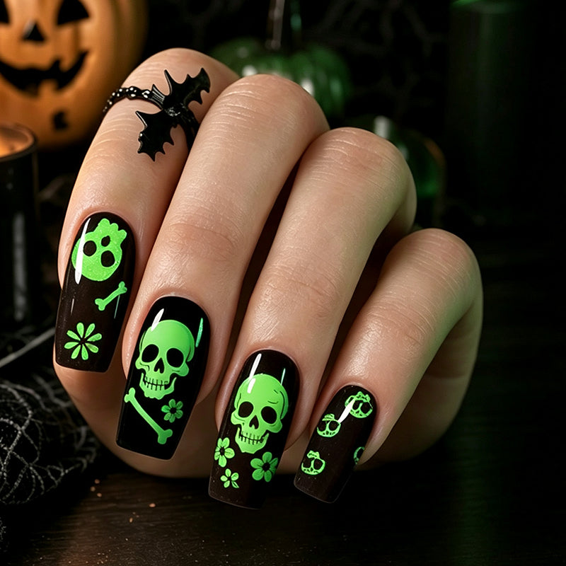 🎃💅 Glow-in-the-Dark Halloween Nail Wraps – Luminous Gel-Style Nail Stickers for Spooky Season