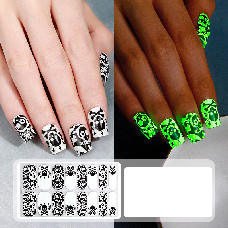 🎃💅 Glow-in-the-Dark Halloween Nail Wraps – Luminous Gel-Style Nail Stickers for Spooky Season