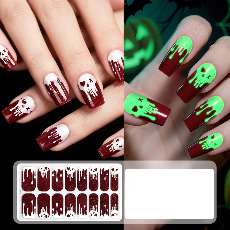🎃💅 Glow-in-the-Dark Halloween Nail Wraps – Luminous Gel-Style Nail Stickers for Spooky Season
