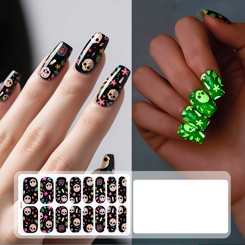 🎃💅 Glow-in-the-Dark Halloween Nail Wraps – Luminous Gel-Style Nail Stickers for Spooky Season