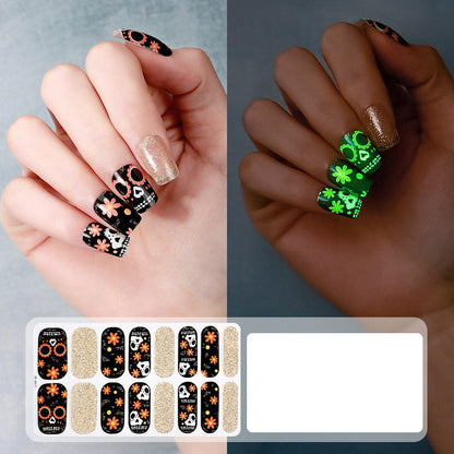 🎃💅 Glow-in-the-Dark Halloween Nail Wraps – Luminous Gel-Style Nail Stickers for Spooky Season