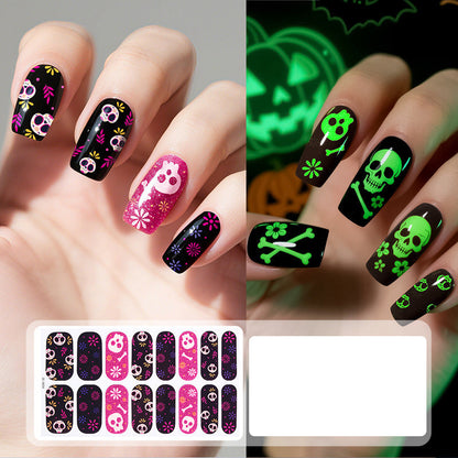 🎃💅 Glow-in-the-Dark Halloween Nail Wraps – Luminous Gel-Style Nail Stickers for Spooky Season