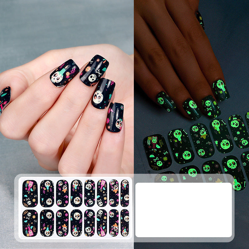 🎃💅 Glow-in-the-Dark Halloween Nail Wraps – Luminous Gel-Style Nail Stickers for Spooky Season