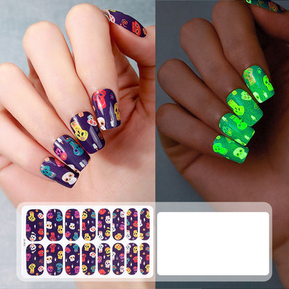 🎃💅 Glow-in-the-Dark Halloween Nail Wraps – Luminous Gel-Style Nail Stickers for Spooky Season