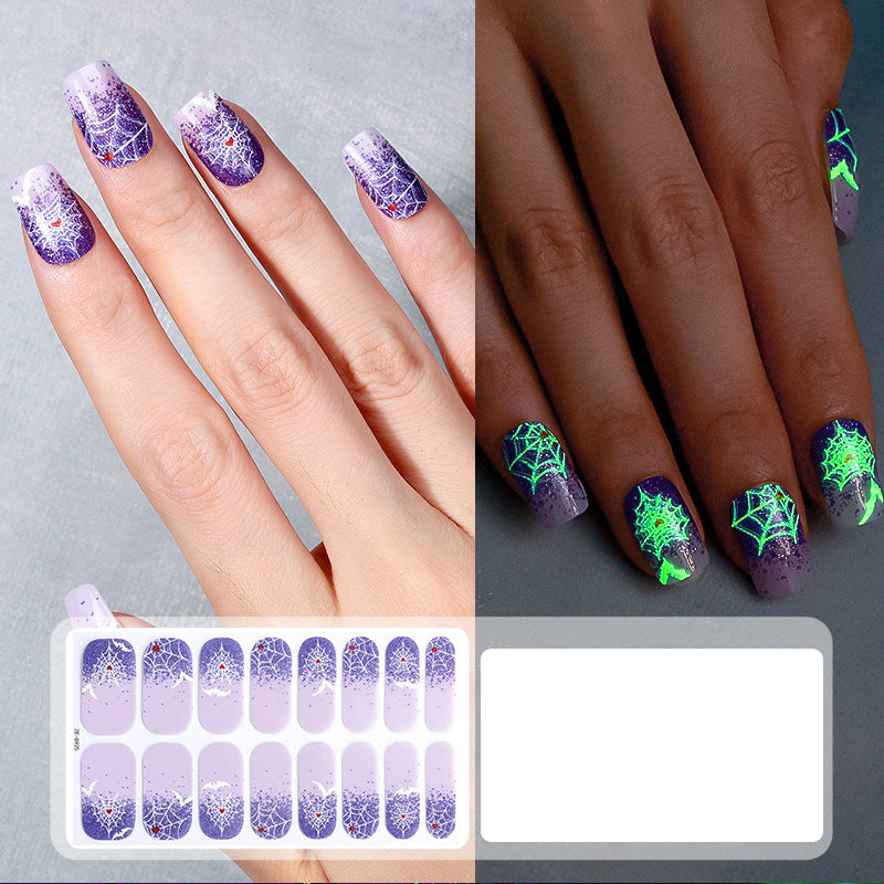 🎃💅 Glow-in-the-Dark Halloween Nail Wraps – Luminous Gel-Style Nail Stickers for Spooky Season