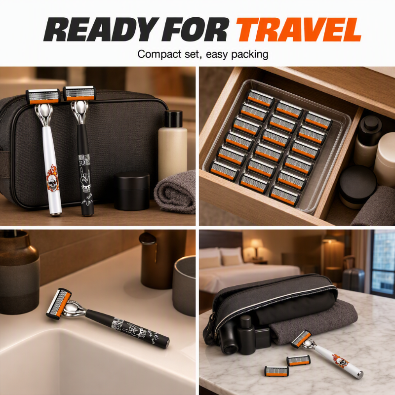 🪒 6-Blade Manual Razor Set – Smooth Shave With a Balanced Metal Handle ✨