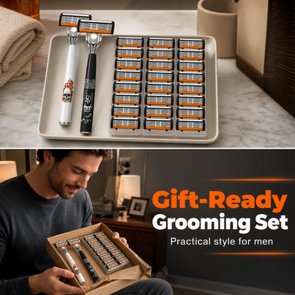 🪒 6-Blade Manual Razor Set – Smooth Shave With a Balanced Metal Handle ✨