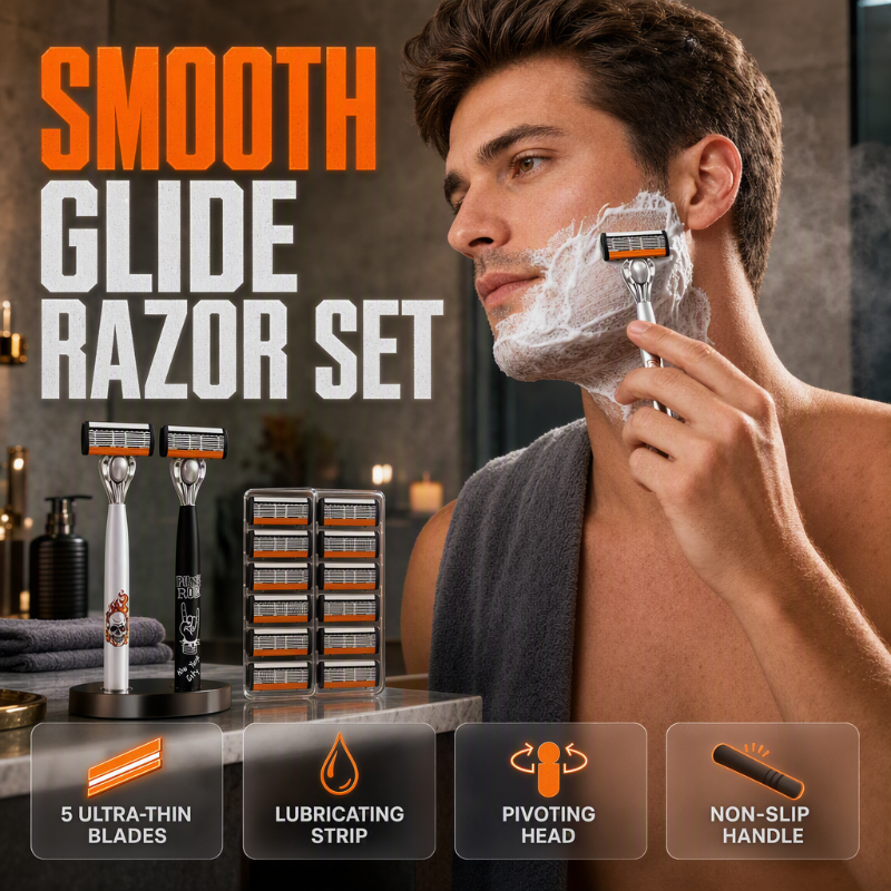 🪒 6-Blade Manual Razor Set – Smooth Shave With a Balanced Metal Handle ✨