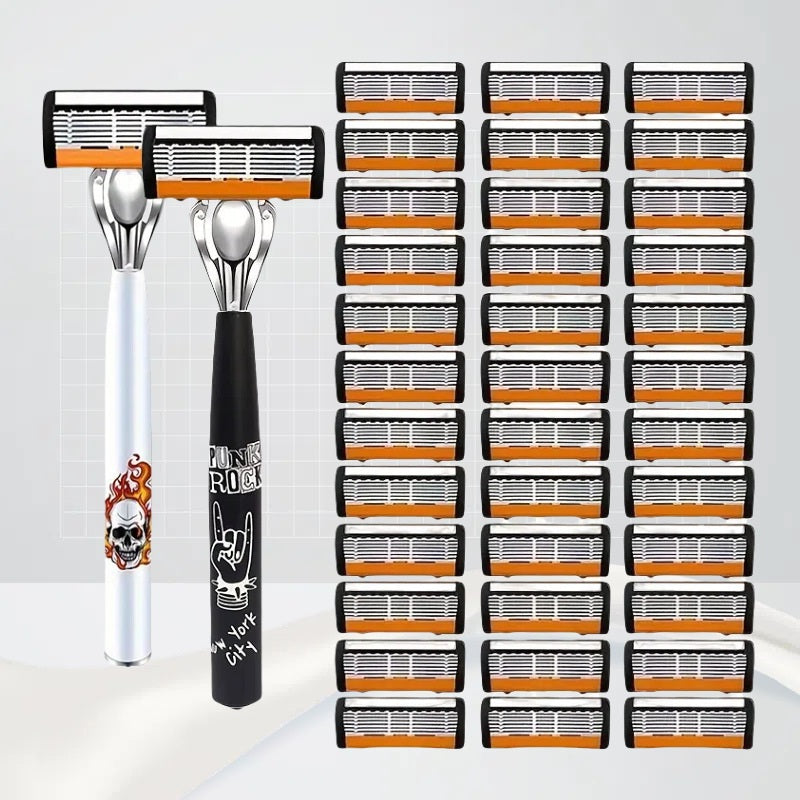 🪒 6-Blade Manual Razor Set – Smooth Shave With a Balanced Metal Handle ✨