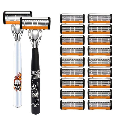 🪒 6-Blade Manual Razor Set – Smooth Shave With a Balanced Metal Handle ✨