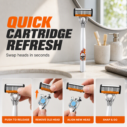 🪒 6-Blade Manual Razor Set – Smooth Shave With a Balanced Metal Handle ✨