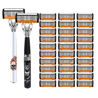 🪒 6-Blade Manual Razor Set – Smooth Shave With a Balanced Metal Handle ✨