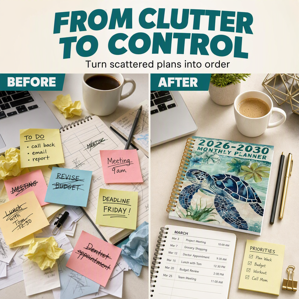🌊📅 2026–2030 5-Year Monthly Planner – Spiral Ocean-Themed Long-Term Organizer