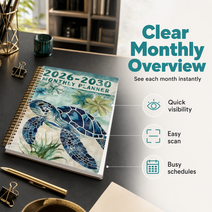🌊📅 2026–2030 5-Year Monthly Planner – Spiral Ocean-Themed Long-Term Organizer