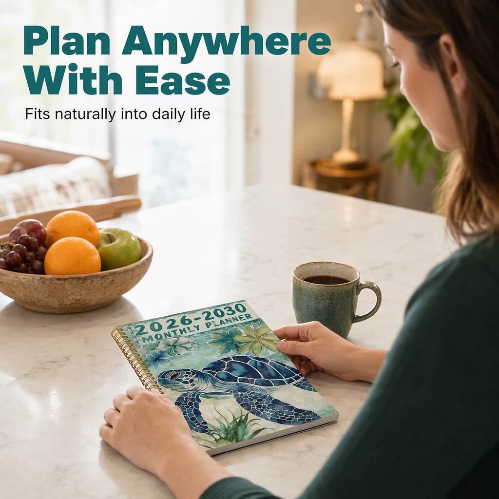 🌊📅 2026–2030 5-Year Monthly Planner – Spiral Ocean-Themed Long-Term Organizer