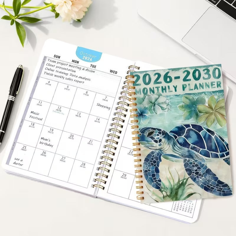 🌊📅 2026–2030 5-Year Monthly Planner – Spiral Ocean-Themed Long-Term Organizer