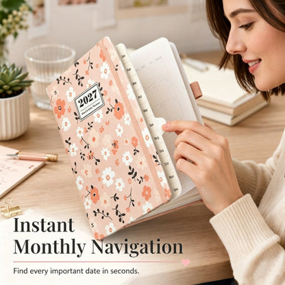 🌸📖 Elegant Floral 2027 Weekly Planner – A5 Organizer with Monthly Index Tabs & 100g Paper