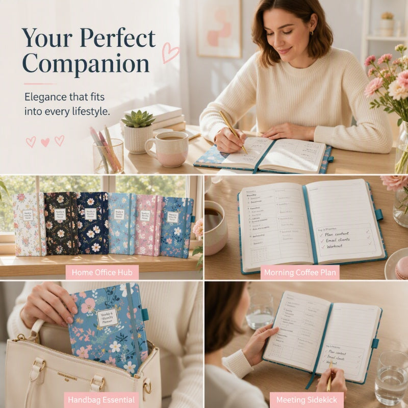 🌸📖 Elegant Floral 2027 Weekly Planner – A5 Organizer with Monthly Index Tabs & 100g Paper