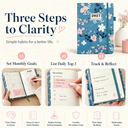 🌸📖 Elegant Floral 2027 Weekly Planner – A5 Organizer with Monthly Index Tabs & 100g Paper