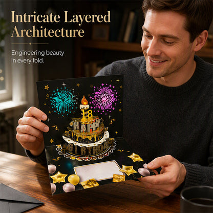 Birthday Cards With Fireworks & Pop Up Cake & Blow-able Music