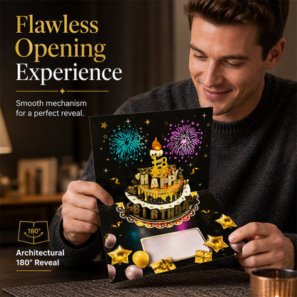 Birthday Cards With Fireworks & Pop Up Cake & Blow-able Music
