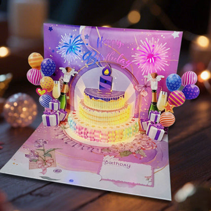 Birthday Cards With Fireworks & Pop Up Cake & Blow-able Music