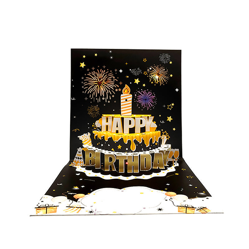 Birthday Cards With Fireworks & Pop Up Cake & Blow-able Music