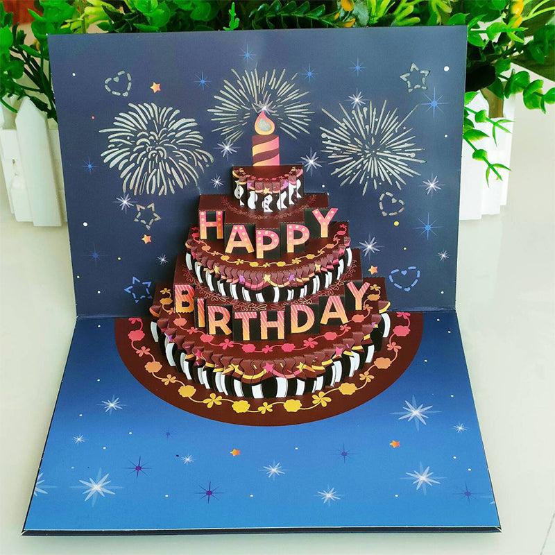 Birthday Cards With Fireworks & Pop Up Cake & Blow-able Music
