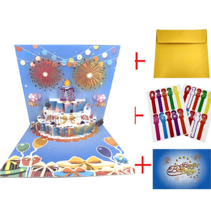 Birthday Cards With Fireworks & Pop Up Cake & Blow-able Music