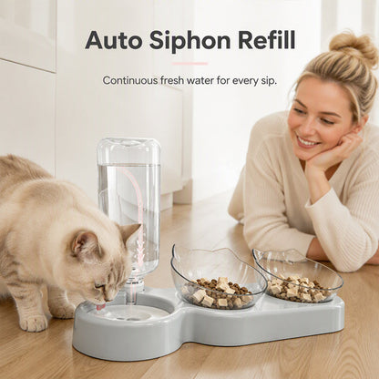 2-in-1 Ergonomic Elevated Tilted Pet Bowl
