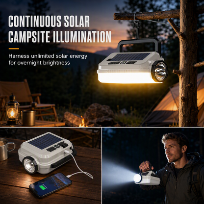⏳Time-Limited Special⏰Dual‑Light Solar Camping Lantern‑Multi‑Function Portable Solar Work Light with Power Bank, Hanging Emergency Lamp for Camping Hiking Power‑Outage