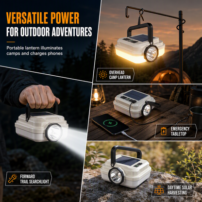 ⏳Time-Limited Special⏰Dual‑Light Solar Camping Lantern‑Multi‑Function Portable Solar Work Light with Power Bank, Hanging Emergency Lamp for Camping Hiking Power‑Outage